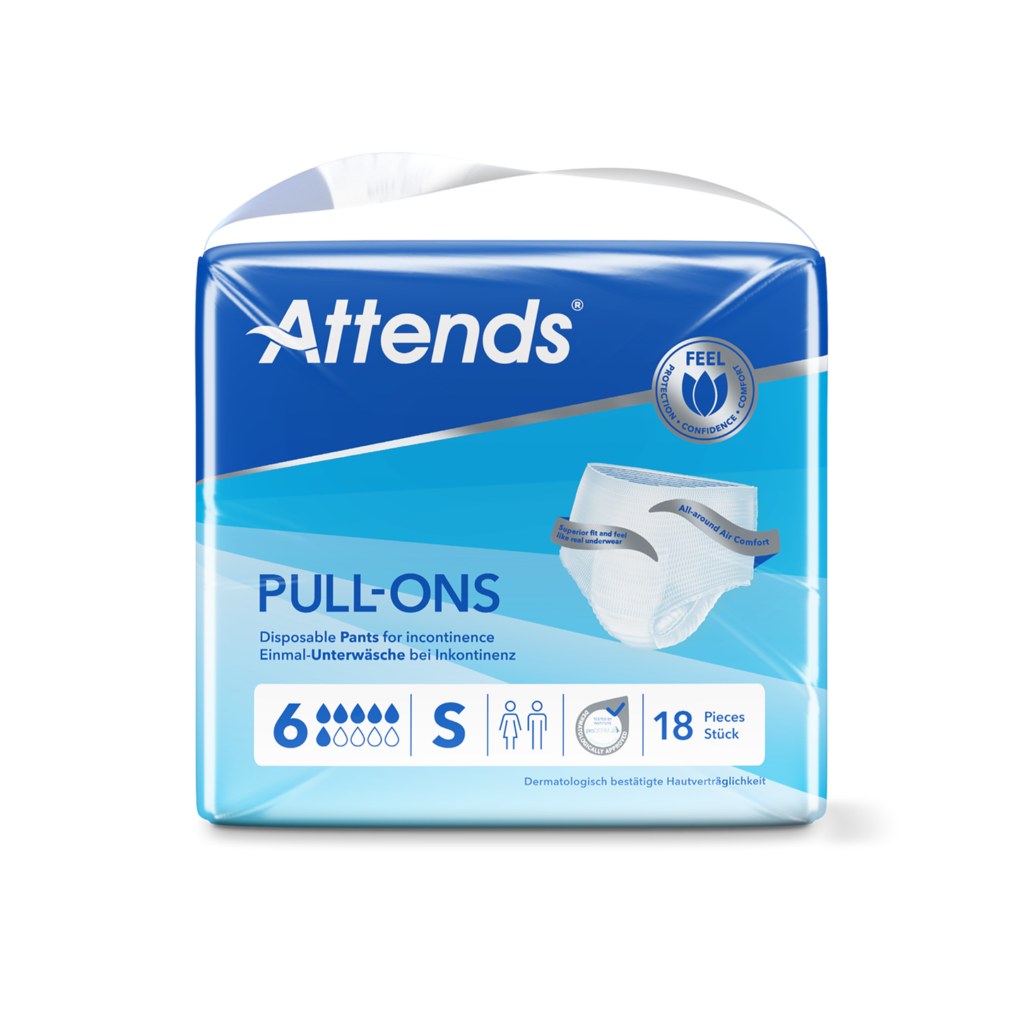 Attends Pull-On Pants Level 6 - Small - underwear-style pull-on pants, 1100ml absorbency, pack of 18