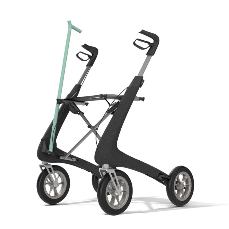 byACRE Nordic Pioneer Left Cane Holder - Perspective Left on Black Rollator