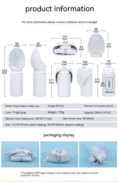 Aqusten Foldable Dog Water Bottle Silicone Travel Cup 550ml