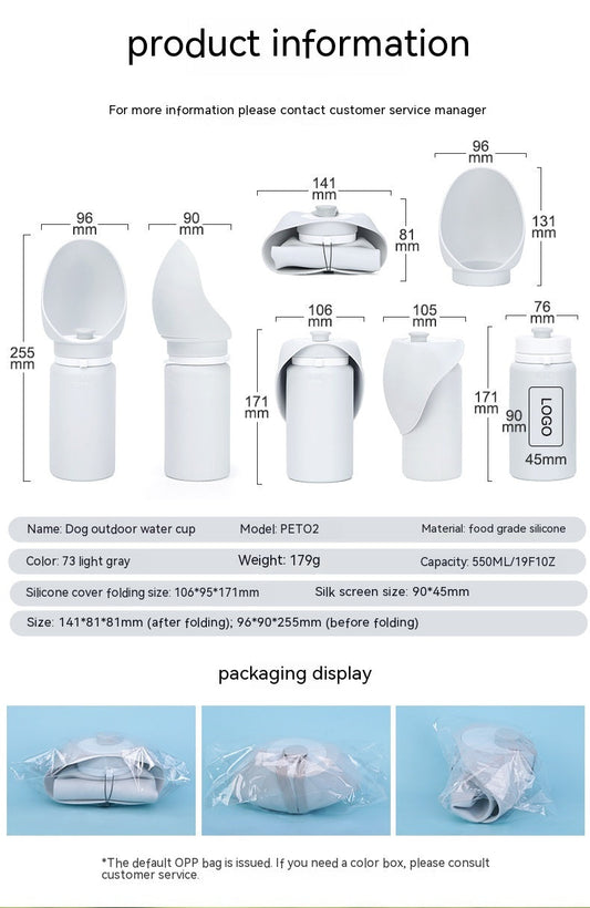 Aqusten Foldable Dog Water Bottle Silicone Travel Cup 550ml