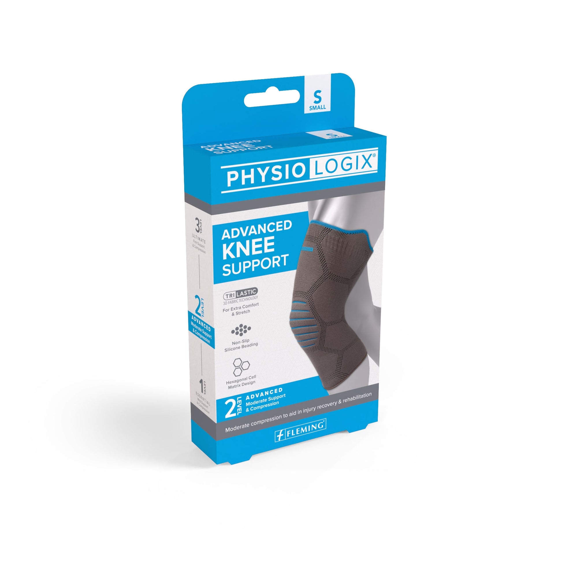 Physiologix Advanced Knee Support – hexagonal compression support with silicone beading