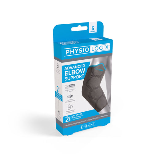 Physiologix Advanced Elbow Support – hexagonal compression support with silicone beading