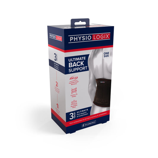 Physiologix Ultimate Back Support – steel spring compression back brace with adjustable tension straps