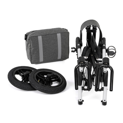 RANGER Aluminium Rollator with 12" Pneumatic Wheels for Outdoor Use (Silver)