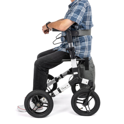 RANGER Aluminium Rollator with 12" Pneumatic Wheels for Outdoor Use (Silver)