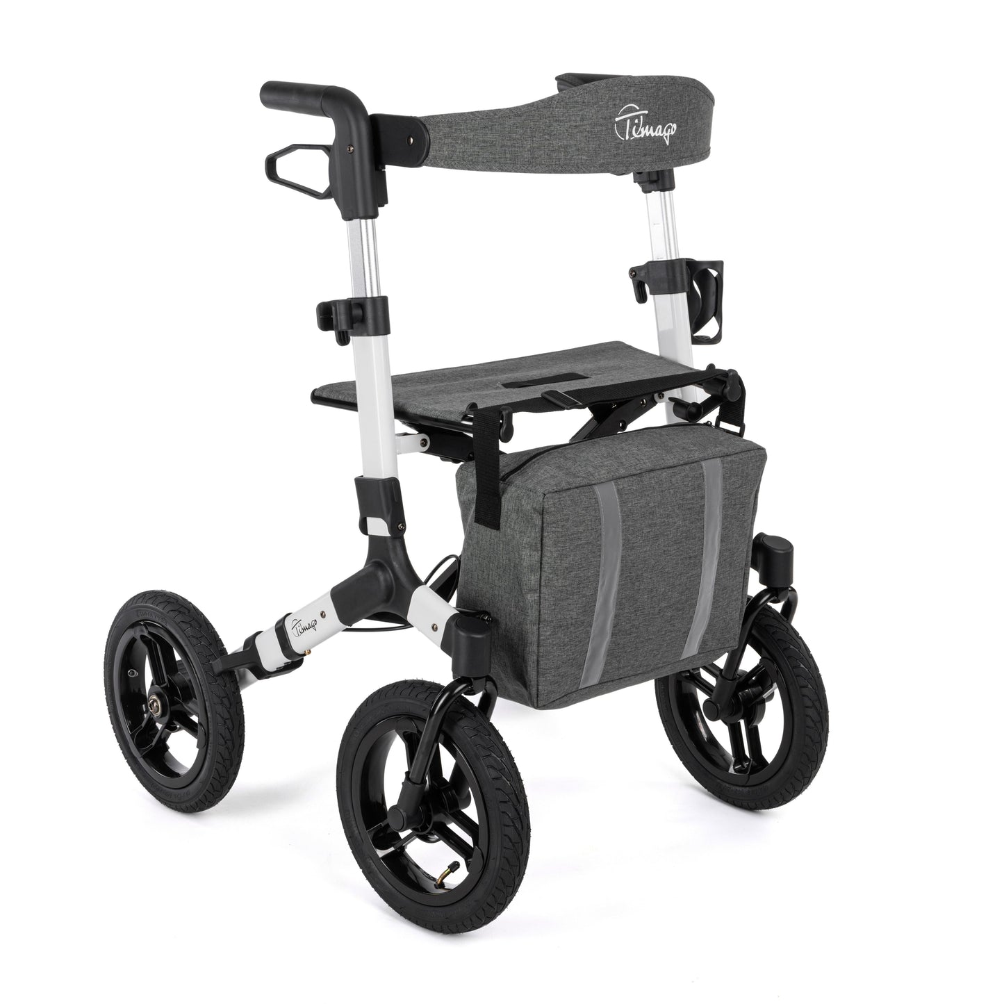 RANGER Aluminium Rollator with 12-Inch Pneumatic Wheels for Outdoor Use Black (Ireland)