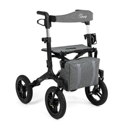 RANGER Aluminium Rollator with 12" Pneumatic Wheels for Outdoor Use (Silver)