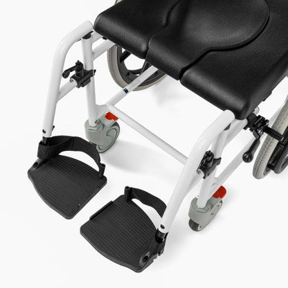 Aluminium Shower & Commode Wheelchair with 24" Rear Wheels and PU Seat – White