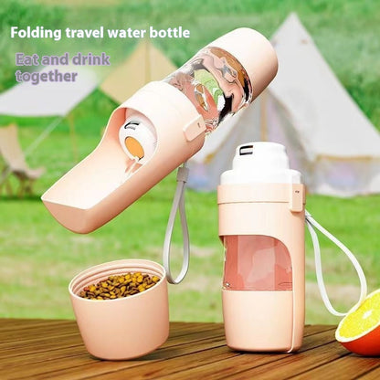 Aqusten Portable Dog Water Bottle 2-in-1 Travel Feeder Cup