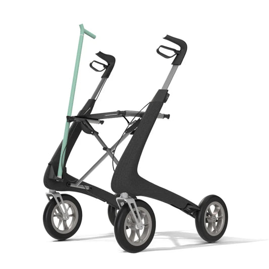 byACRE Nordic Pioneer Left Cane Holder - Perspective Left on Black Rollator