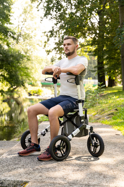 RANGER Aluminium Rollator with 12" Pneumatic Wheels for Outdoor Use (Silver)